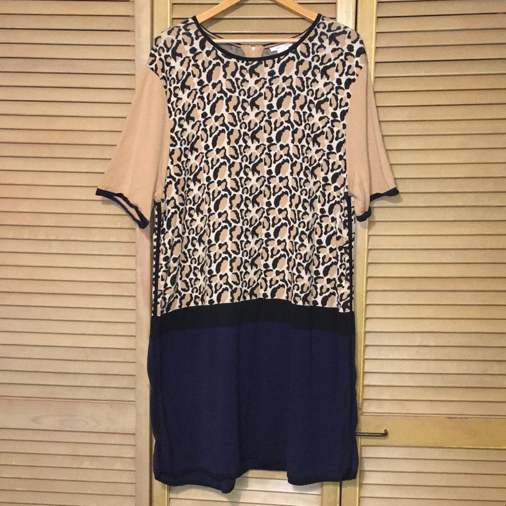 Snazzy half animal print sweater dress